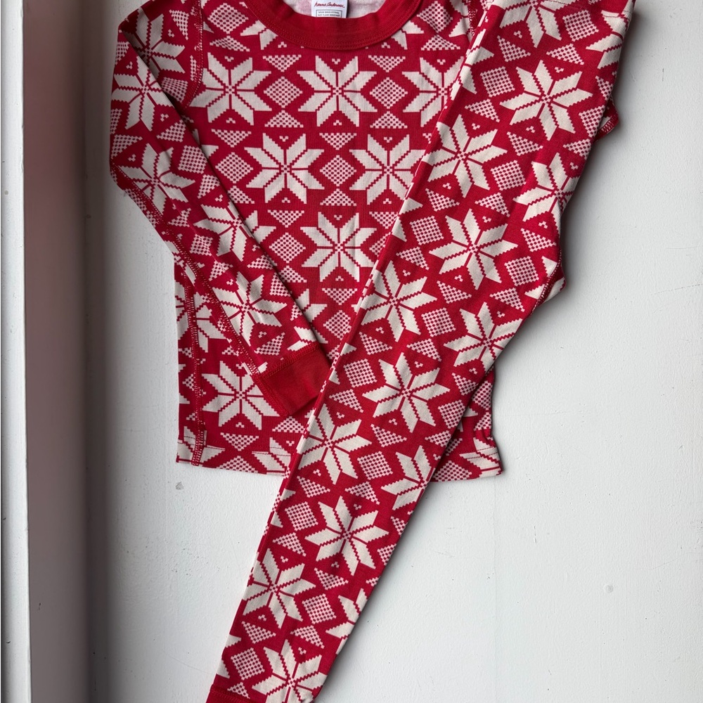 Hanna Andersson Red & Cream Snowflake Thermal Pajama Set